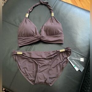 New With Tags Carmen Marc Valvo Bikini With Gold Embellishments